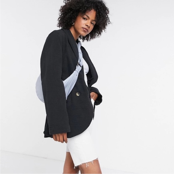 Free People EUC Oversized Rowan Blazer Black - Picture 3 of 12